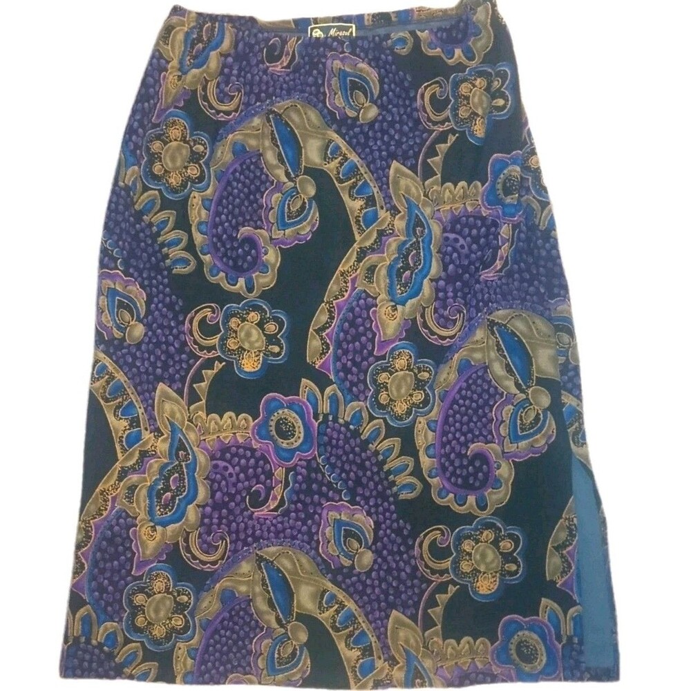Y2K Mirasol Skirt Women's Sz 1X Intense Paisley Jewell Tones Fairy Grunge